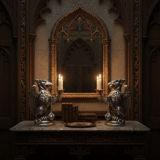 Griffin Candleholder Set Statue (16-Inch)