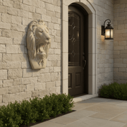 Grotesque Lion Mask Garden Statue (17 - Inch) Side Angle