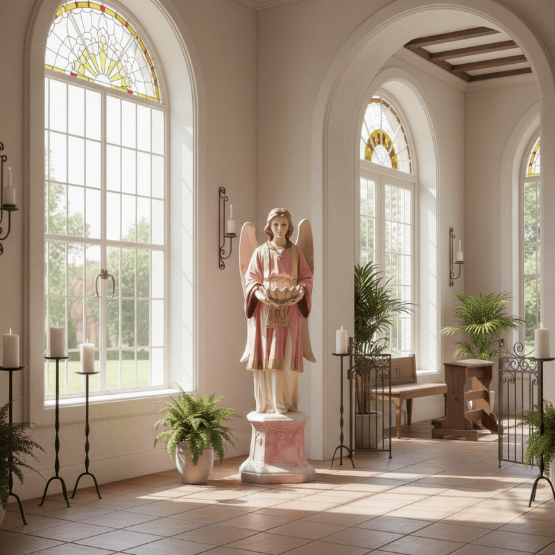 Guardian Angel Offering Statue (61 - Inch) Side Angle