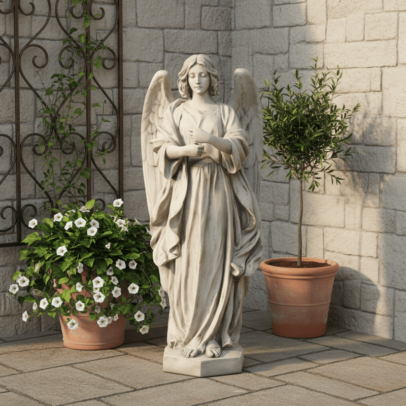 Guardian Angel Statue for Lantern Display (48 - Inch) Side Angle