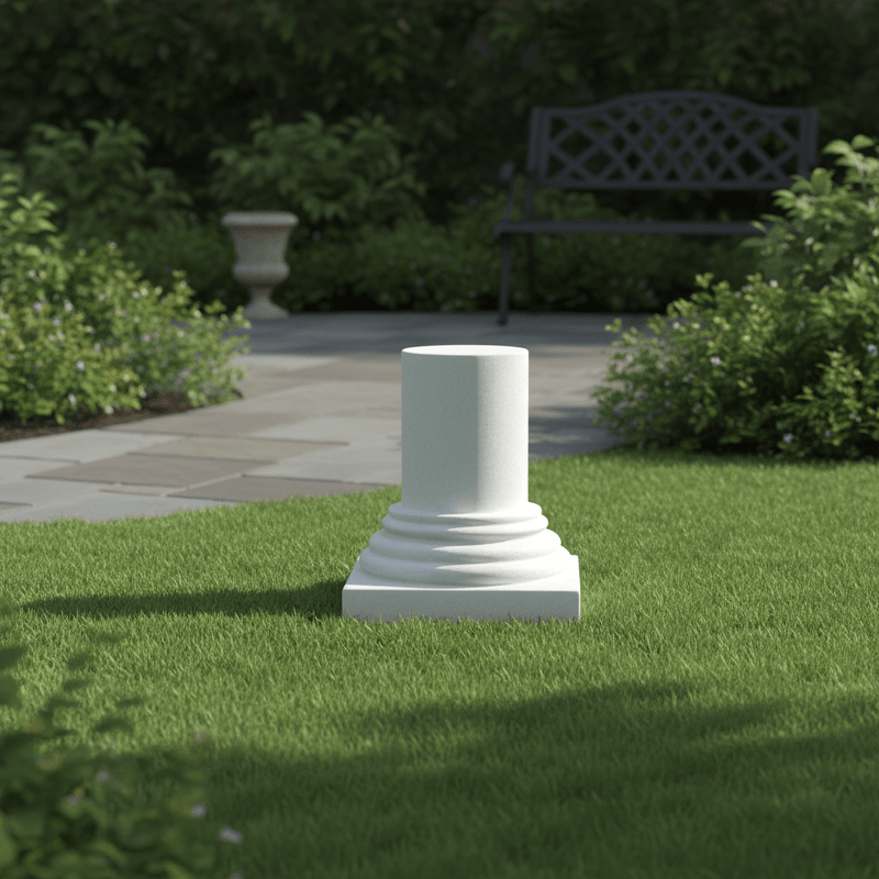 Half Column Roman Base Outdoor Statue (16 - Inch) Side Angle