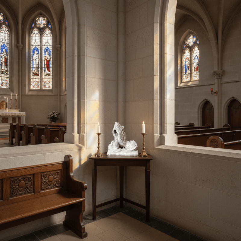 Hands Of Prayer Statue (10 - Inch) Side Angle