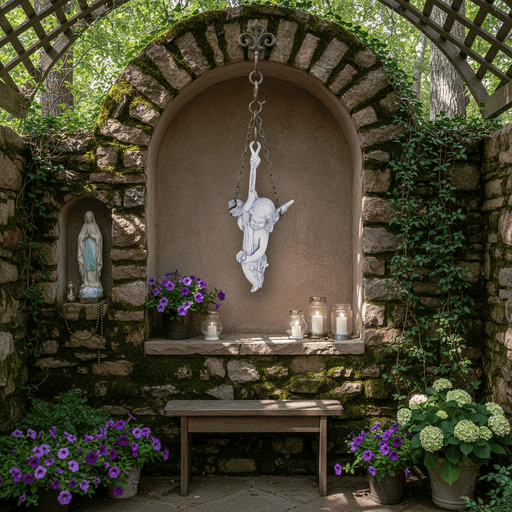 Hanging Ornamental Winged Cherub Figurine Outdoor Statue (27-Inch)