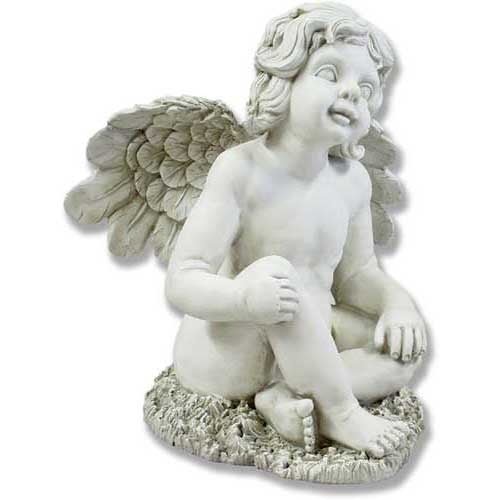 Happy Winged Cherub Outdoor Statue (20-Inch)