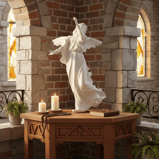 Heavenly Angel with Wings Outdoor Statue (20 - Inch) Side Angle