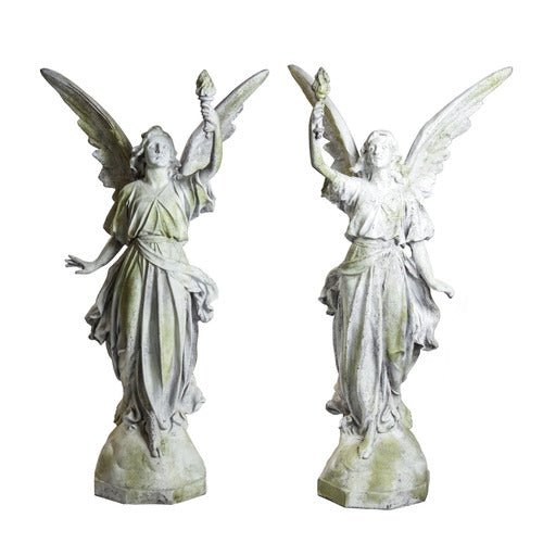 Heavenly Winged Angel With Torch Garden Statue (45 - Inch) Side View