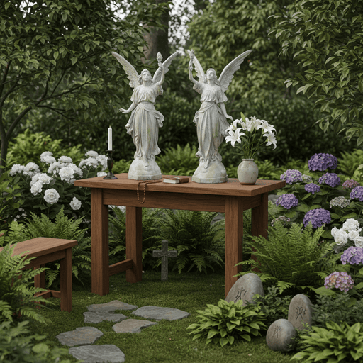 Heavenly Winged Angel With Torch Garden Statue (45 - Inch) Side Angle