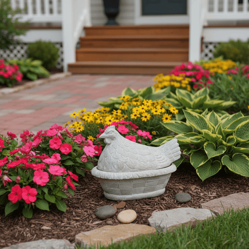 Hen Garden Statue (23 - Inch) Side Angle