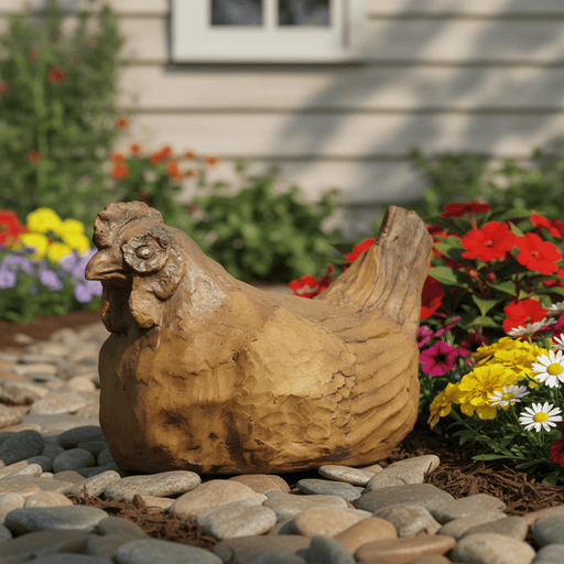 Hen Garden Statue (7 - Inch) Side Angle