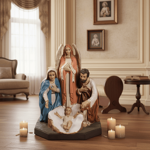 Holy Family with Angel Statue (38-Inch)