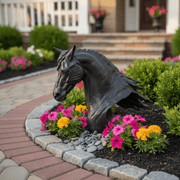 Horse Head Garden Statue (11 - Inch) Side Angle