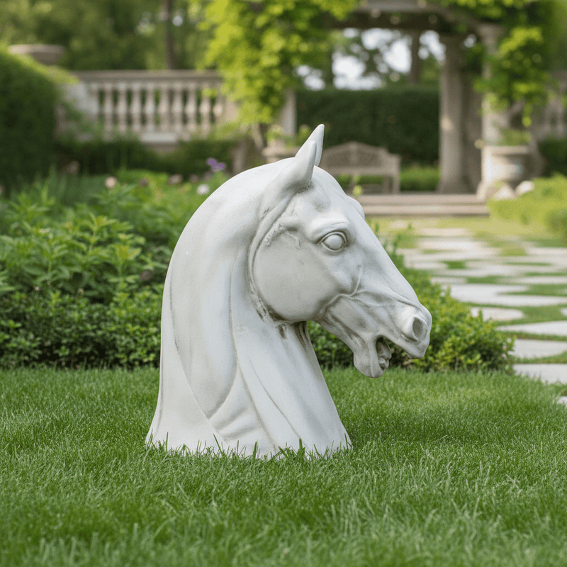 Horse Head Garden Statue (13 - Inch) Side Angle