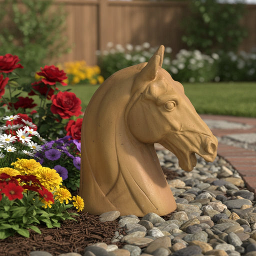 Horse Head Garden Statue (13 - Inch) Side Angle