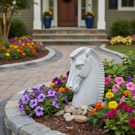 Horse Head Garden Statue (16 - Inch) Side Angle