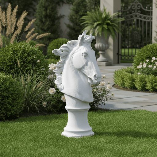 Horse Head Garden Statue (39 - Inch) Side Angle