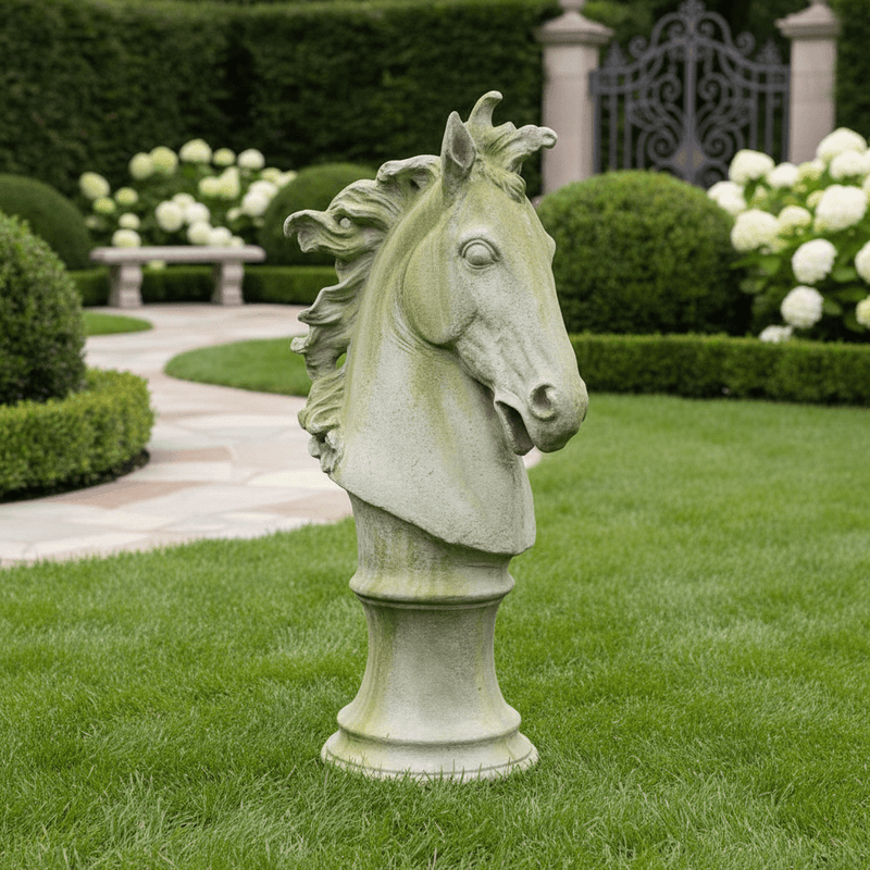 Horse Head Garden Statue (39 - Inch) Side Angle