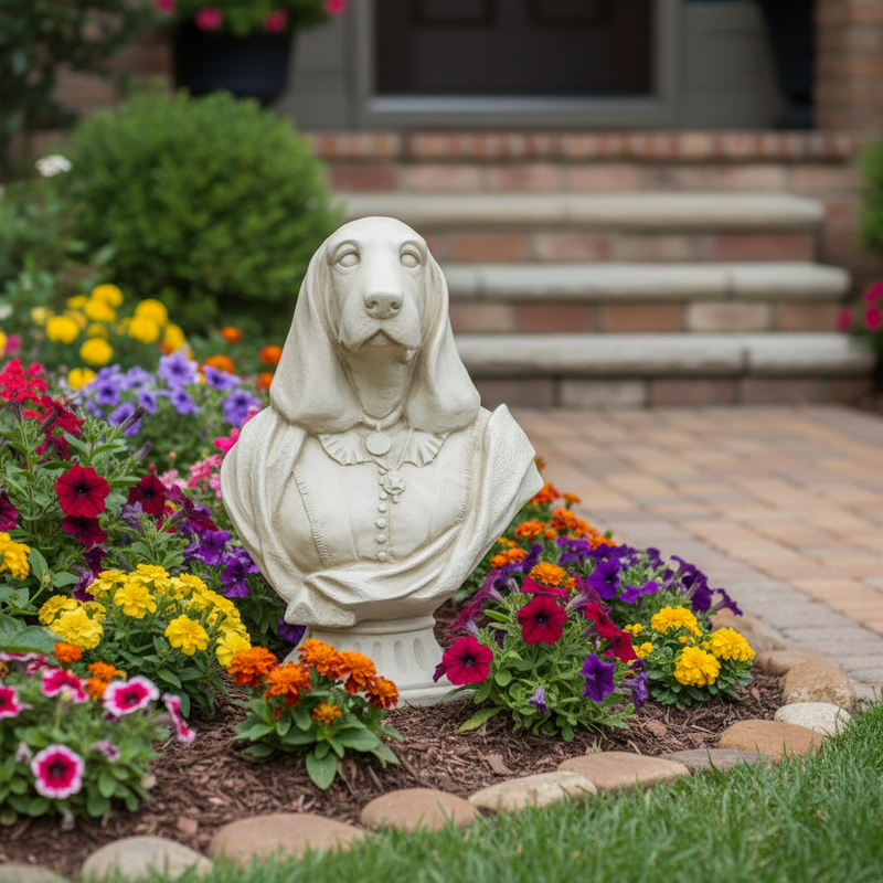Hound Dog Garden Statue (14 - Inch) Side Angle