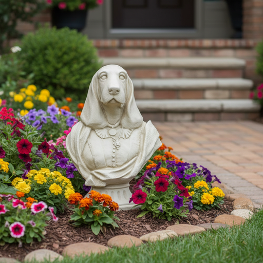 Hound Dog Garden Statue (14 - Inch) Side Angle