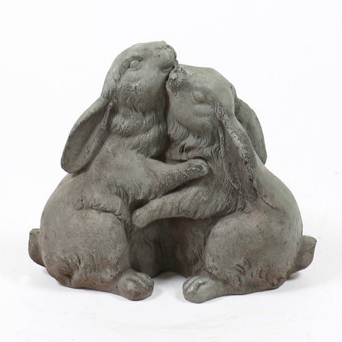 Hugging Bunnies Garden Statue (10.82 - Inch) Side View