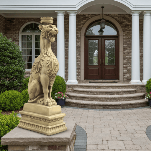 Imperial Lion Candleholder Statue (27 - Inch) Side Angle