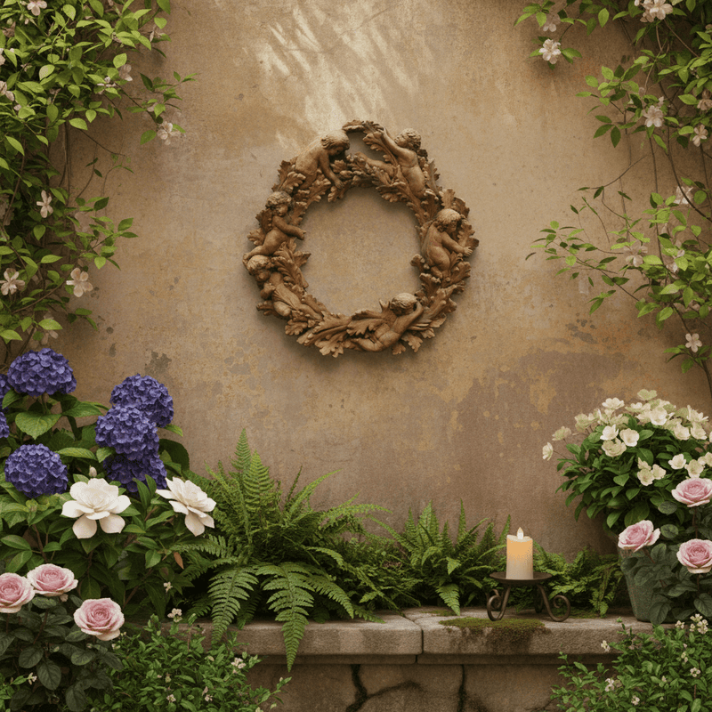 Infant in Leaves Garden Plaque (30.0 - Inch) Side Angle