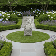 Innocent Baby Cherubs Plaque Outdoor Statue (33 - Inch) Side Angle