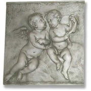 Innocent Baby Cherubs Plaque Outdoor Statue (33 - Inch)