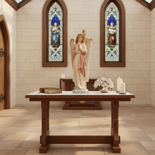 Innocent Standing Angel Statue With Praying Hands Outdoor Statue (25 - Inch) Side Angle