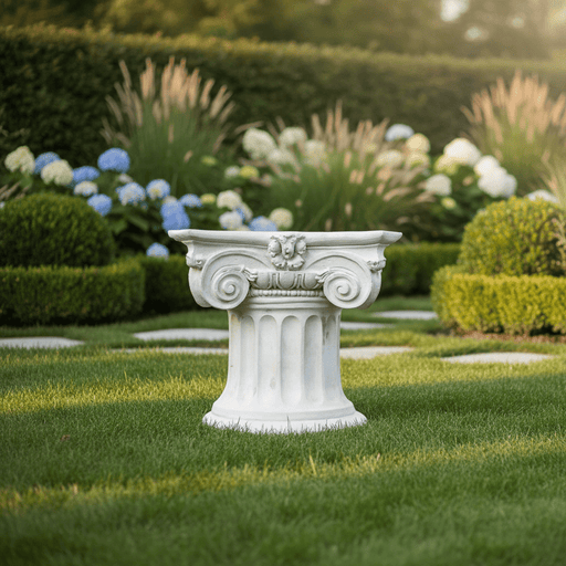 Ionic Table Base Outdoor Statue (28 - Inch) Side Angle