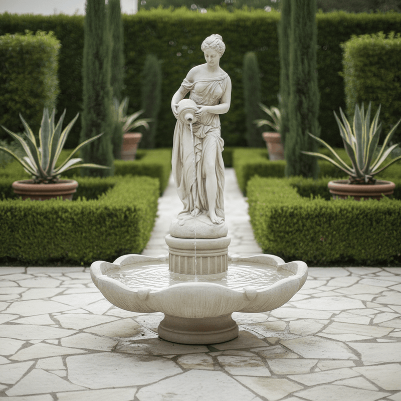 Italian Shell Fountain Garden Fountain (72 - Inch) Side Angle