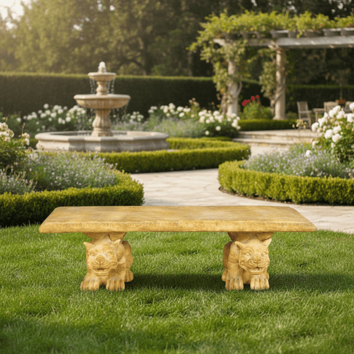 Jaimy Gargoyle Bench W Statue (30 - Inch) Side Angle