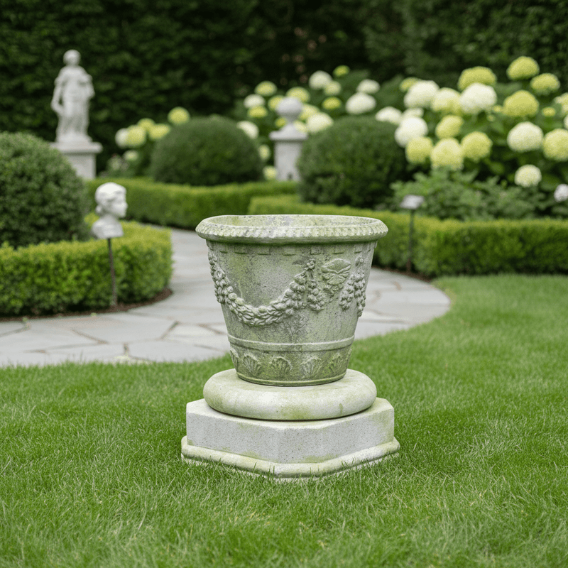 Jar Base Outdoor Statue (8.5 - Inch) Side Angle