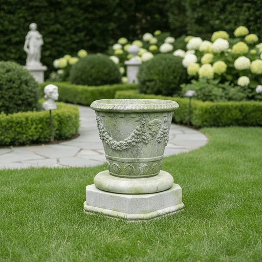 Jar Base Outdoor Statue (8.5 - Inch) Side Angle