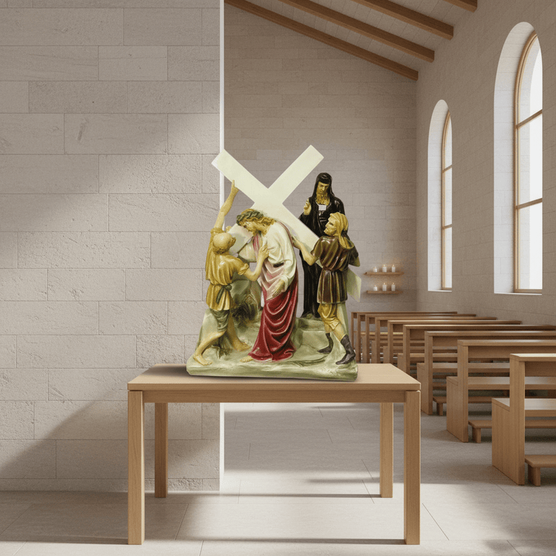 Jesus and Simon of Cyrene Religious Statue Station 5 (23-Inch)