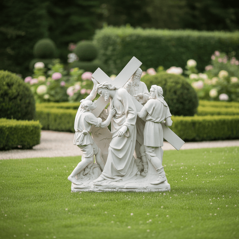 Jesus and Simon of Cyrene Religious Statue Station 5 (61-Inch)