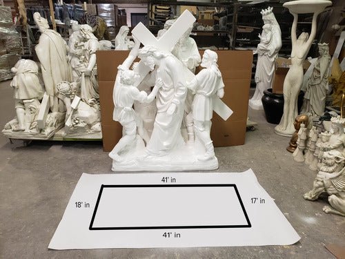 Jesus and Simon of Cyrene Religious Statue Station 5 (61-Inch)