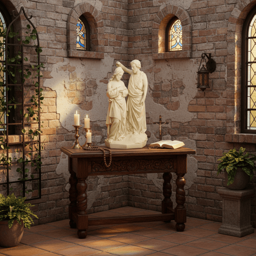 Jesus Baptism by John Religious Statue (21 - Inch) Side Angle