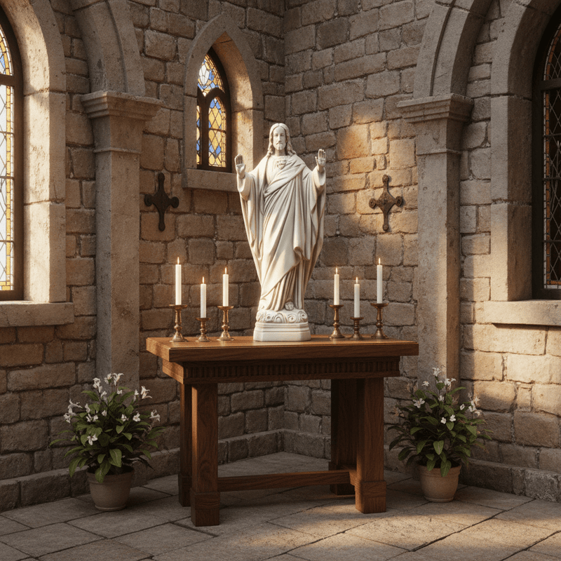 Jesus Christ Blessing Statue (26 - Inch) Side Angle