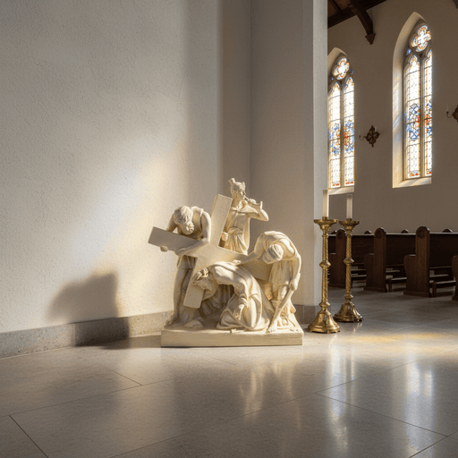 Jesus Falls the First Time Statue (21 - Inch) Side Angle