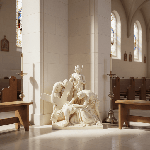 Jesus Falls the Second Time Religious Statue (25 - Inch) Side Angle