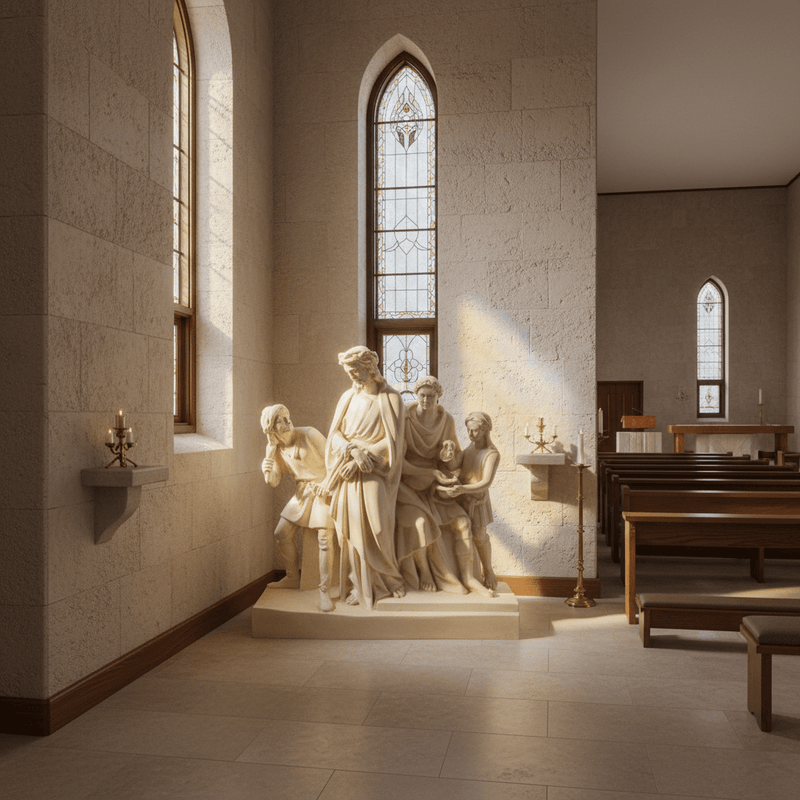 Jesus Is Condemned Religious Statue (29 - Inch) Side Angle