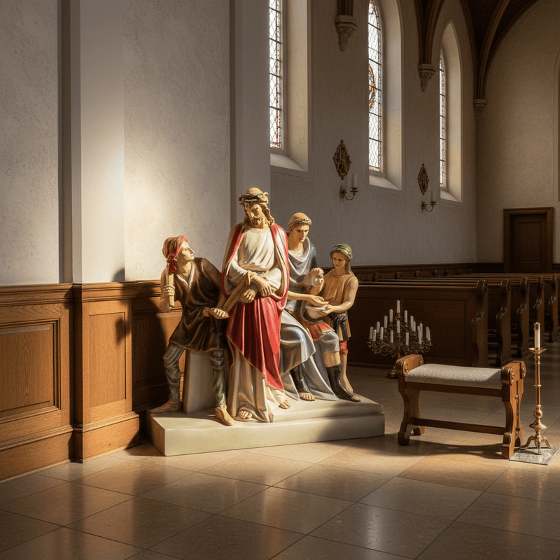 Jesus Is Condemned Religious Statue (29 - Inch) Side Angle