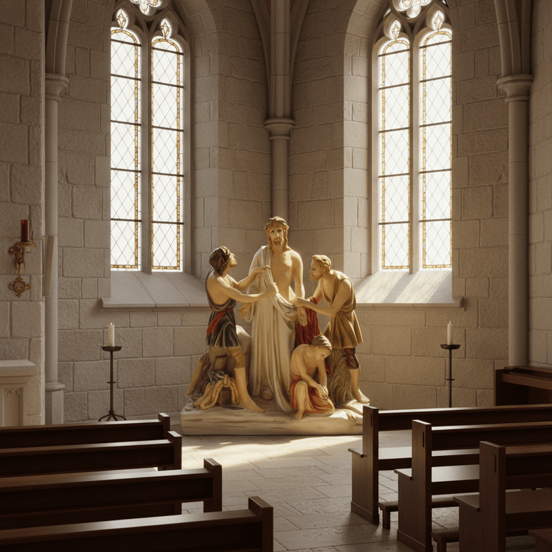 Jesus Is Stripped Religious Statue Station 10 (28-Inch)