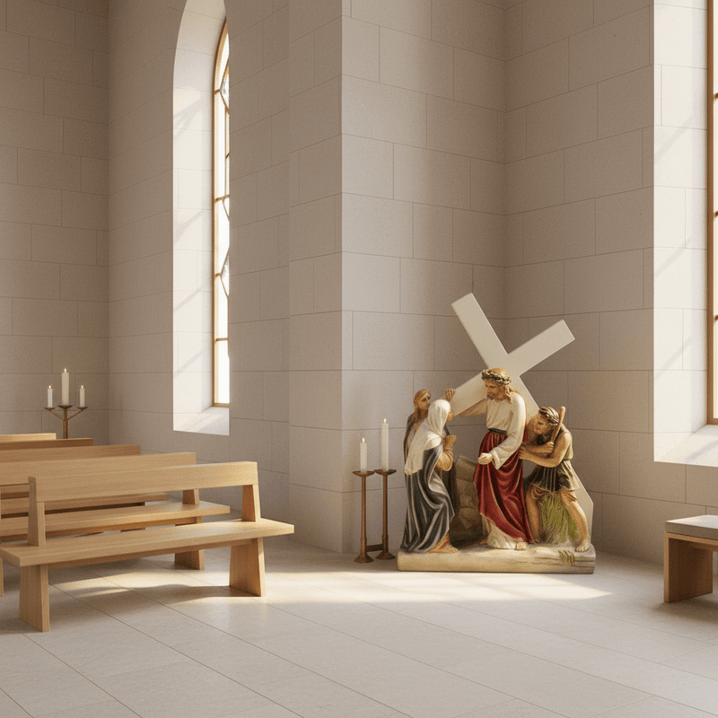 Jesus Meets His Mother Religious Statue (22 - Inch) Side Angle