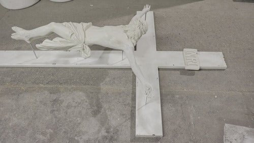 Jesus Metal Cross Religious Statue (12-Inch)