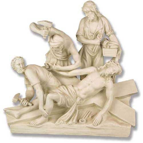 Jesus Nailed to the Cross Statue (29 - Inch) Side View