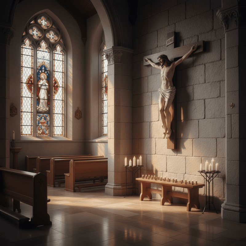 Jesus on the Cross Calvary Statue (110 - Inch) Side Angle