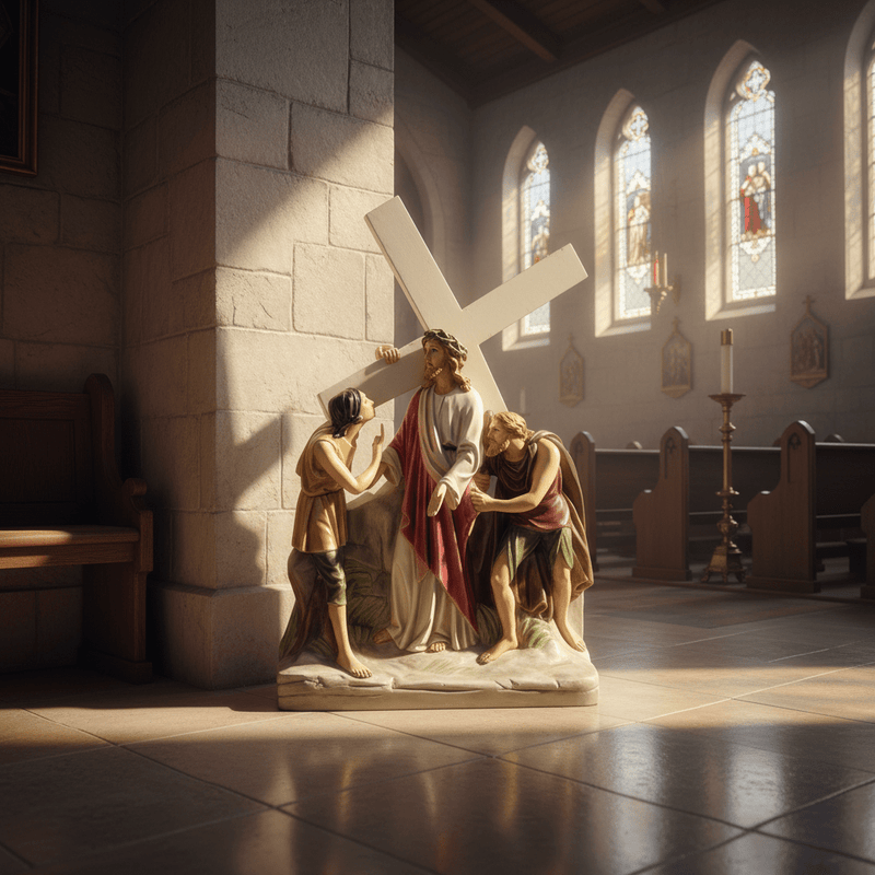Jesus Receiving the Cross Statue (20 - Inch)