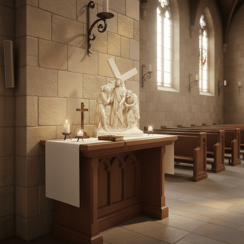 Jesus Receiving the Cross Statue (20 - Inch) Side Angle