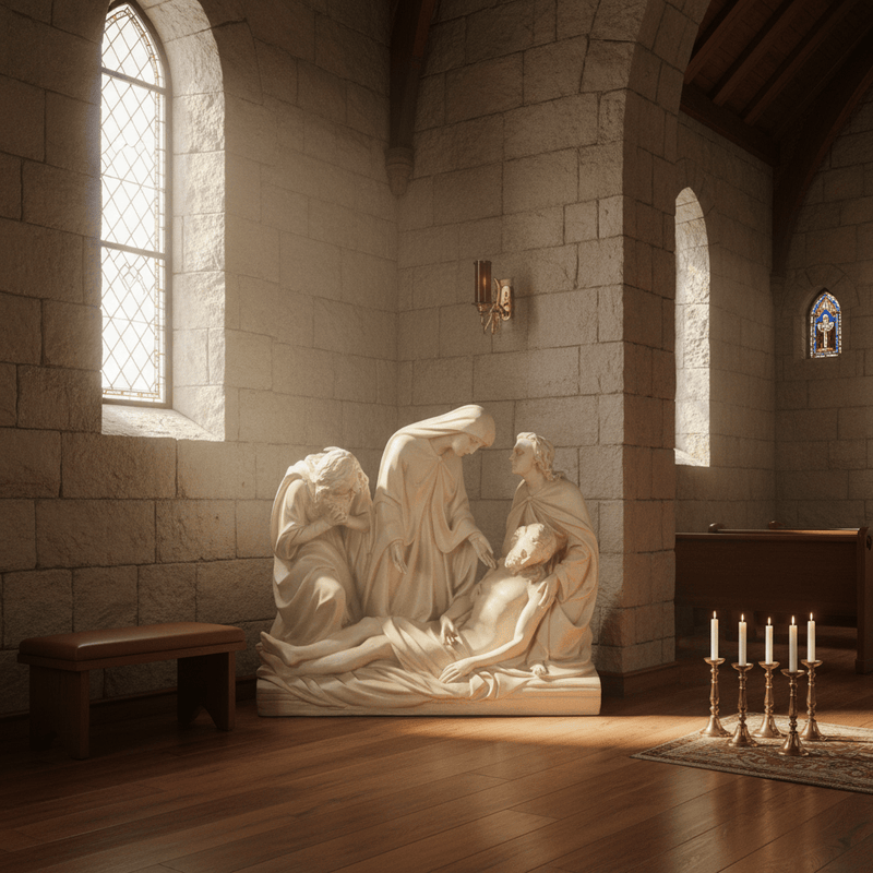 Jesus Removed from the Cross Statue (26 - Inch) Side Angle